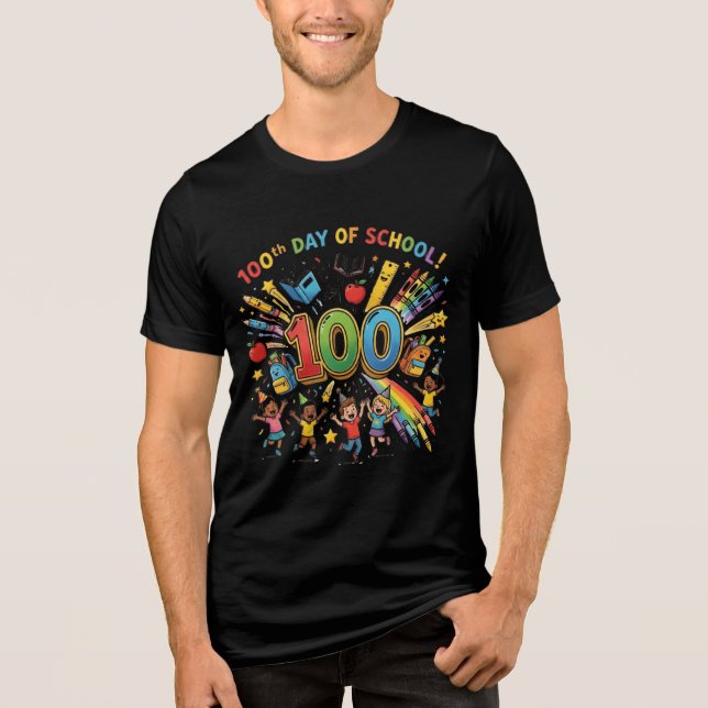 100th Day of School Colorful Celebration Design –  (Frente)