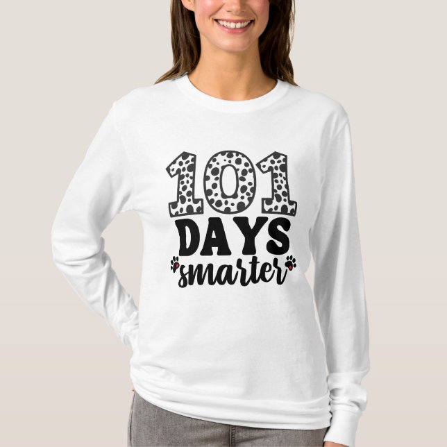 101 dias de camiseta ensolarada de cão Dalmaciano (Frente)