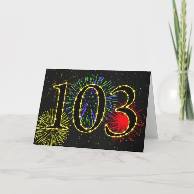 103º Cartão de aniversário com fogos de artifício (Frente)