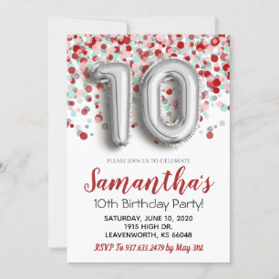 10.º Aniversário Confetti Convite