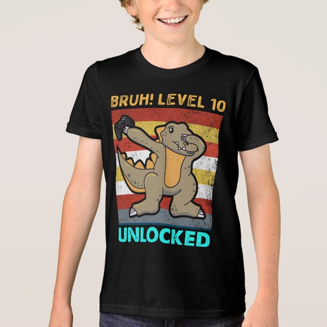 10 anos de idade Aniversário a Dabbing Dinosaur Br (Frente)