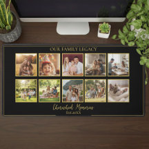 10 Photo Collage Family Name Minimalist Desk Mat