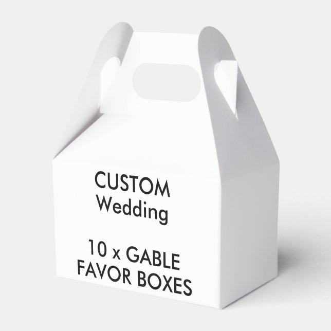 10 x CAIXAS FAVOR GABLE de Casamento Personalizado (Frente)