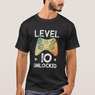 10o Nível 10 da camisa do Gamer do menino do