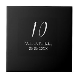 10th birthday white black name date calligraphy 