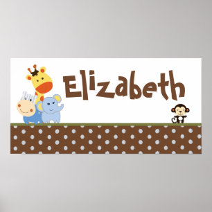 10x20 Nursery Art Name Impressão Jungle Play