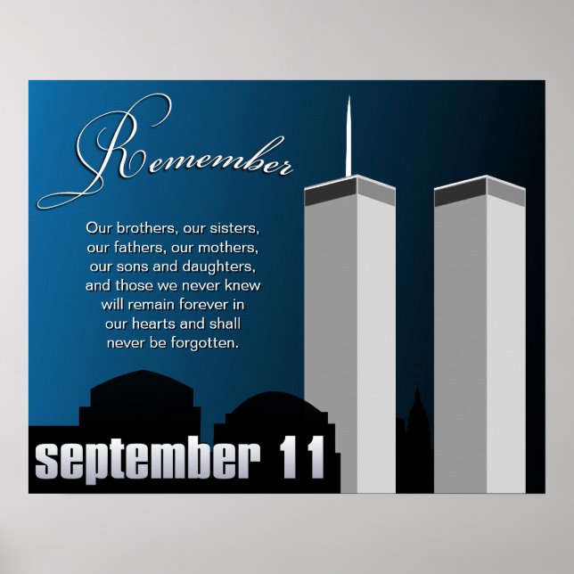 11 de 9/11 de setembro - Poster de Lembrança WTC (Frente)