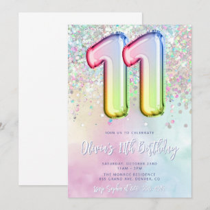 11 de Aniversário Editável Modelo de Convite Arco-