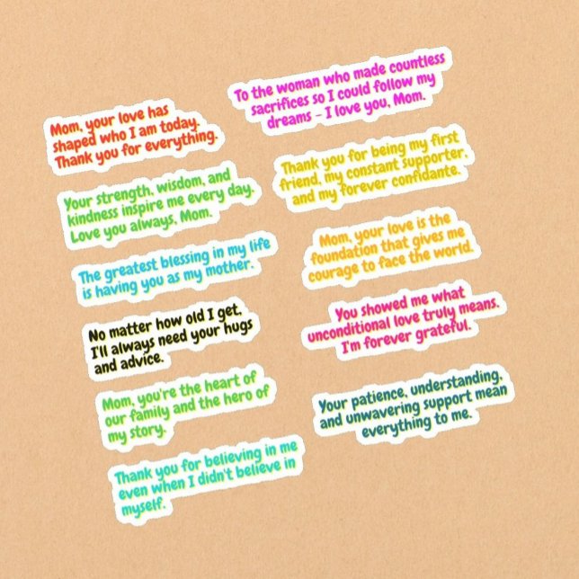 11 UNIDADES - Adesivos de Mensagens para Mães (Cit (Love Quote Stickers for moms)