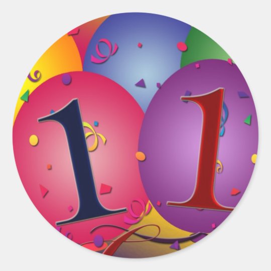11o Decorações do balão da festa de aniversário Adesivo Redondo