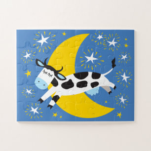 11x14 Crianças Vaca e Quebra-cabeça de Lua para