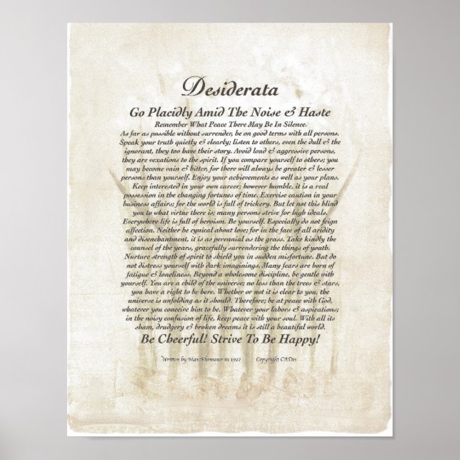 11x14+mais Poster de Desiderata sobre as Linhas de (Frente)