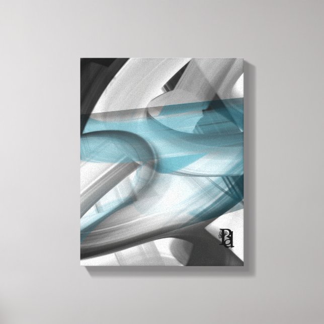 11x14" Trend Abstract Art Canvas Black White Blue (Frente)