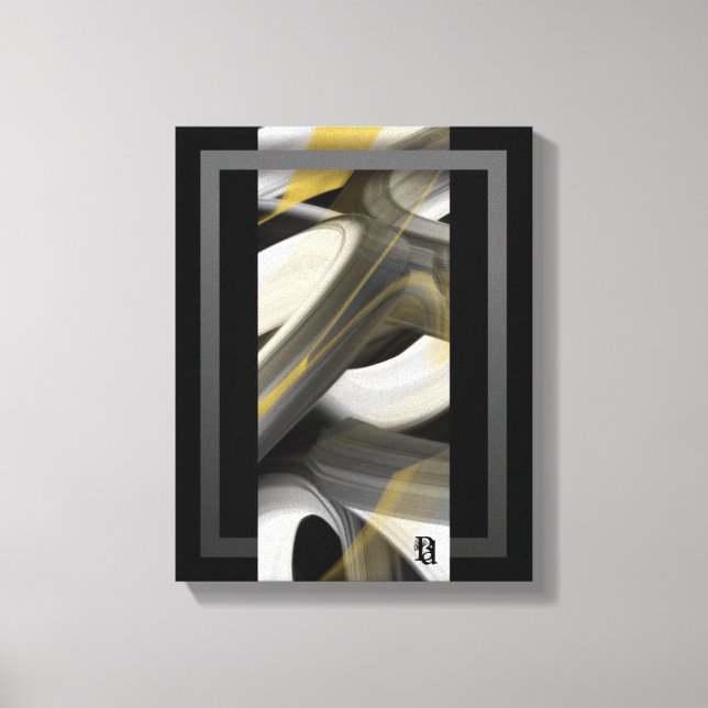 11x14" Trend Abstract Art Canvas Black White Gold (Frente)