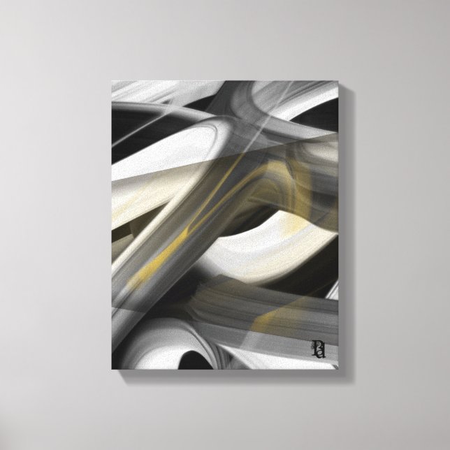 11x14" Trend Abstract Art Canvas Black White Gold (Frente)