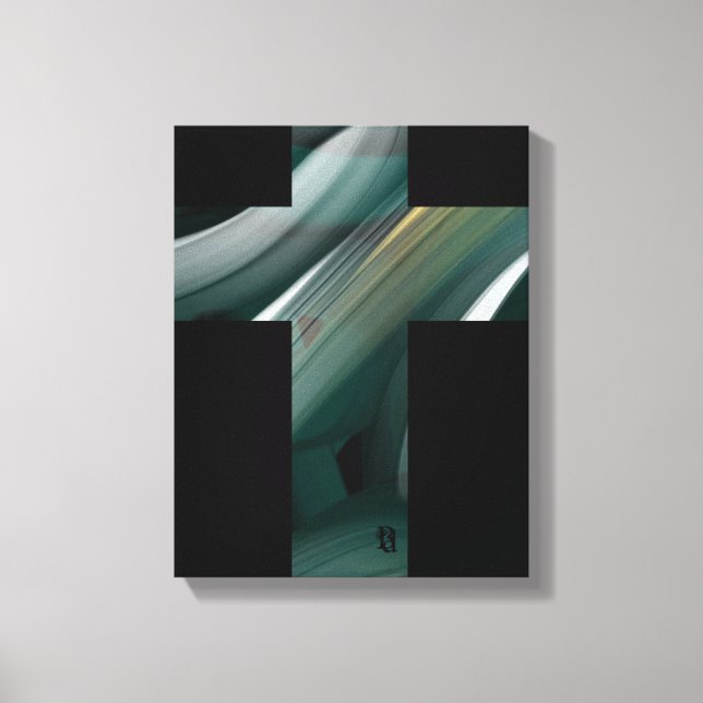 11x14" Trend Abstract Art Canvas Black White Green (Frente)