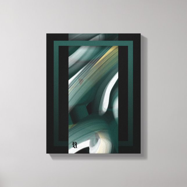 11x14" Trend Abstract Art Canvas Black White Green (Frente)