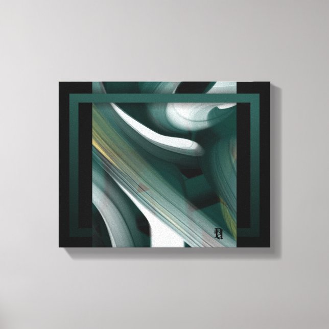 11x14" Trend Abstract Art Canvas Black White Green (Frente)