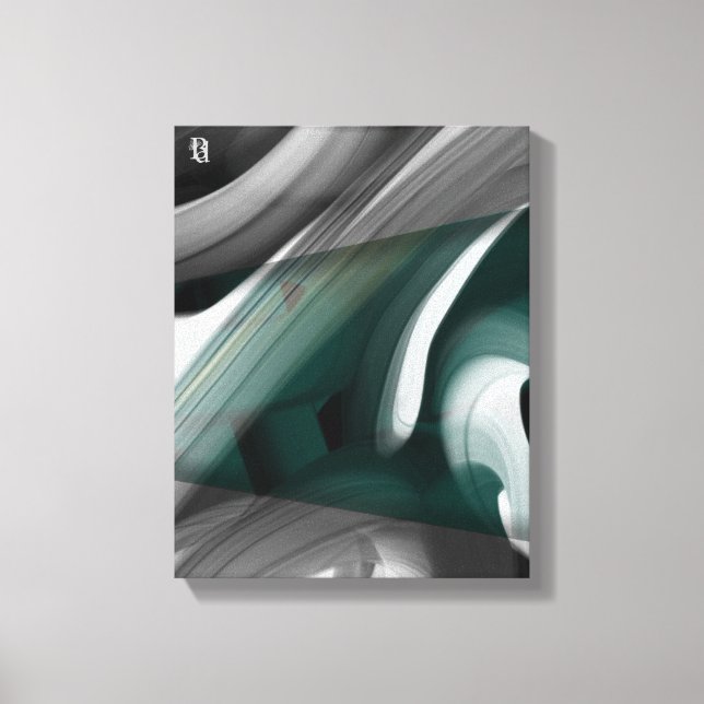 11x14" Trend Abstract Art Canvas Black White Green (Frente)