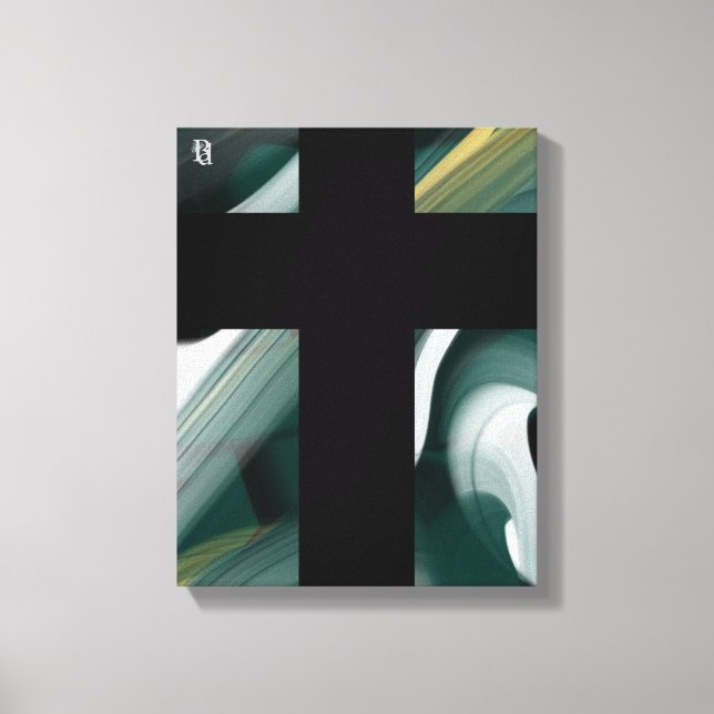 11x14" Trend Abstract Art Canvas Black White Green (Frente)