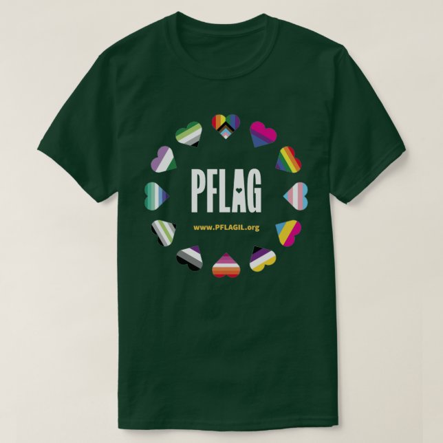 12 Camiseta PFLAG no Círculo do Coração para fundo (Frente do Design)