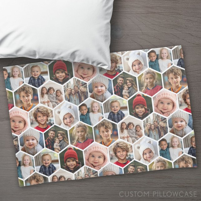 12 Colagem de Fotografias - padrão de hexágono fun (Custom Pillowcase)