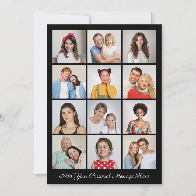 12 Colagem de Fotos Adicionar Seu Próprio Cartão D (Frente)