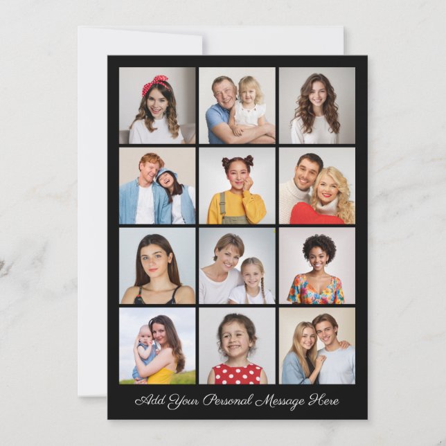 12 Colagem de Fotos Adicionar Seu Próprio Cartão D (Frente)