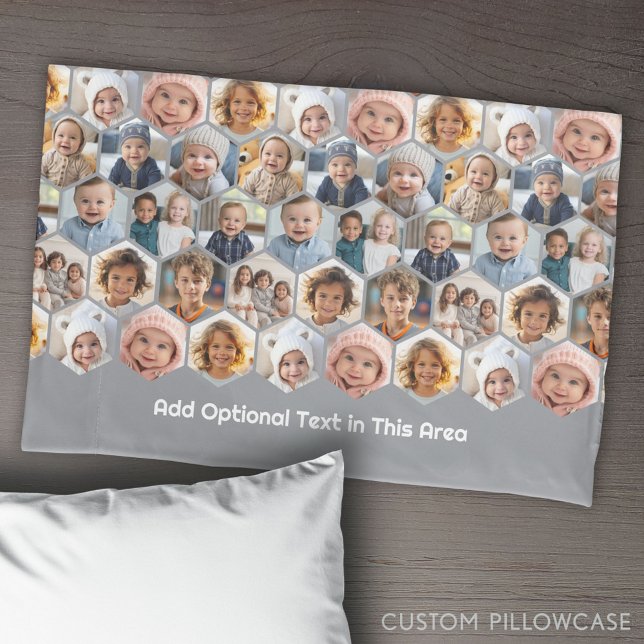 12 Colagem de Fotos - padrão funky hexagon honeyco (Create Your Own Photo Collage Pillowcase)