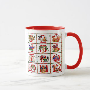 12 dias da caneca do impressão da edredão do Natal