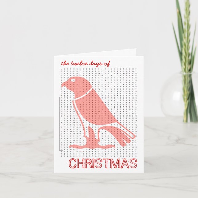 12 Dias De Cartão De Pesquisa De Palavras De Natal (Frente)