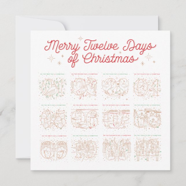 12 dias de natal plano/Cartão com fotos 5,25 (Frente)