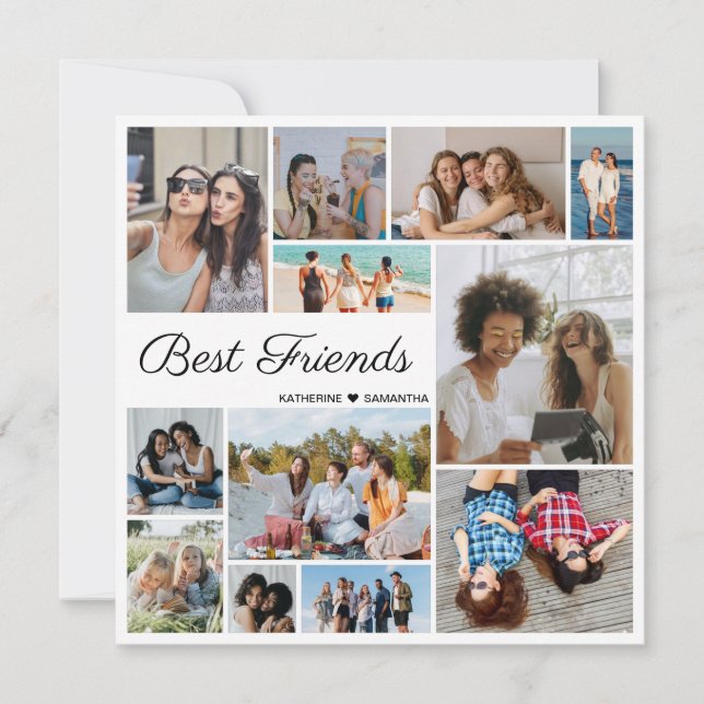 12 Foto Colage Best Friends Forever Flat Card (Frente)