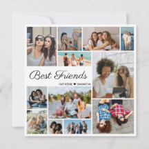12 Foto Colage Best Friends Forever Flat Card