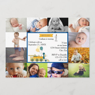 12 Fotos Aniversário Azul - Convite Aniversário