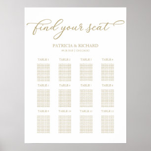12 Mesa Wedding Seating Plan Chic Script Poster
