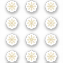 12 Mini adesivos com flocos de neve Dourados