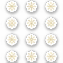 12 Mini adesivos com flocos de neve Dourados