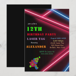 12 Neon Birthday Laser Tag Convites de festas