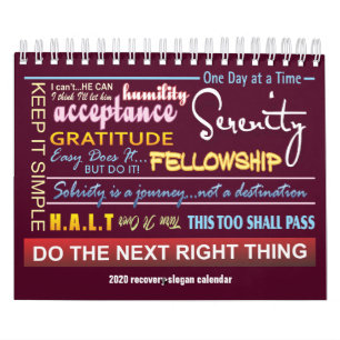 12 passos calendário de slogans de sobriedade 202