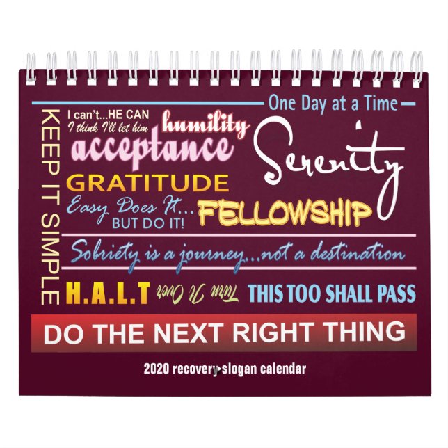 12 passos calendário de slogans de sobriedade 2020 (Capa)
