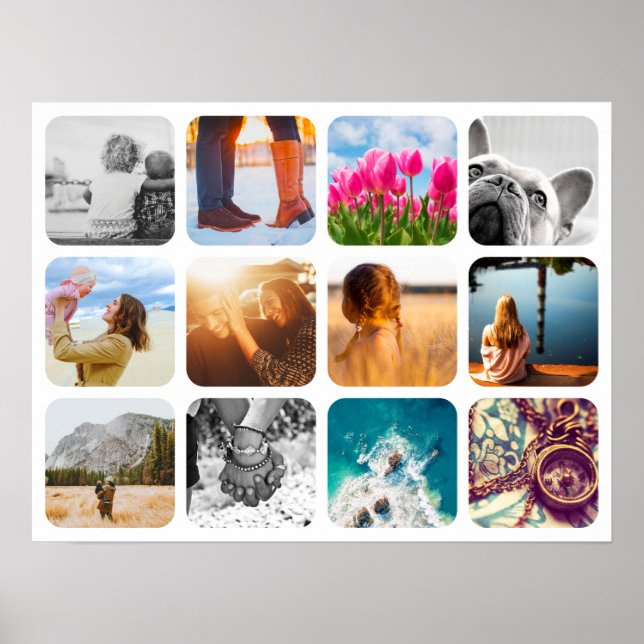 12 Photo Poster Template Grid Rounded Frame Wall (Frente)