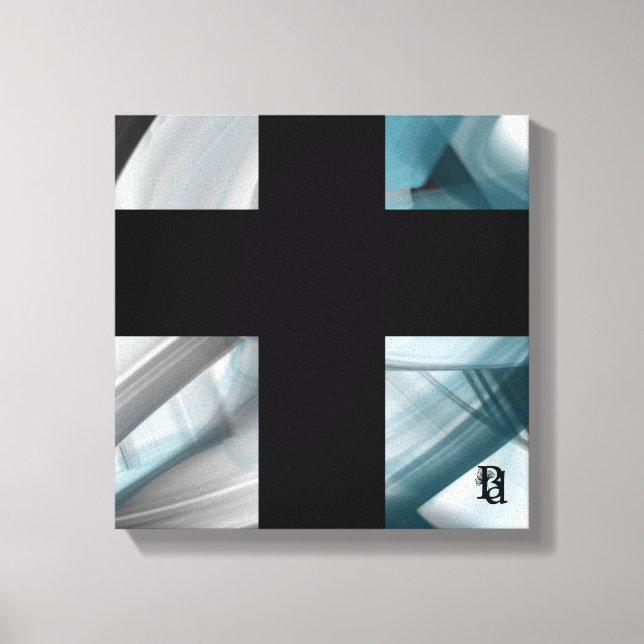 12x12" Trend Abstract Art Canvas Black White Blue (Frente)