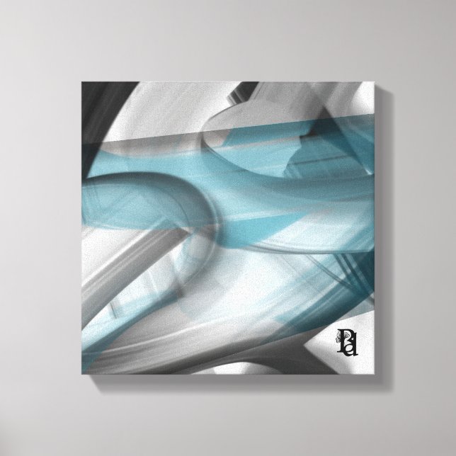 12x12" Trend Abstract Art Canvas Black White Blue (Frente)