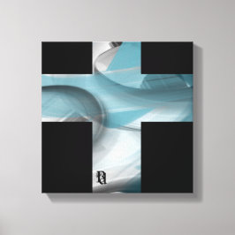 12x12" Trend Abstract Art Canvas Black White Blue