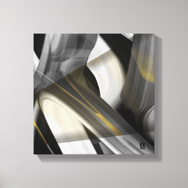 12x12" Trend Abstract Art Canvas Black White Gold (Frente)