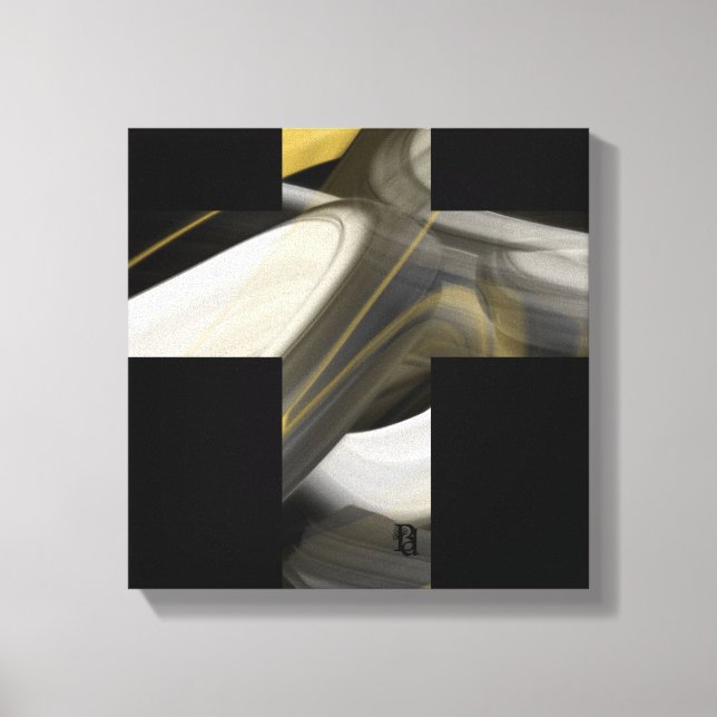 12x12" Trend Abstract Art Canvas Black White Gold (Frente)