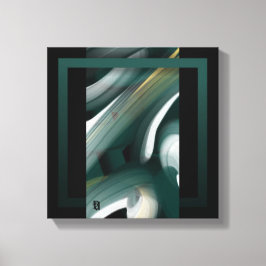 12x12" Trend Abstract Art Canvas Black White Green