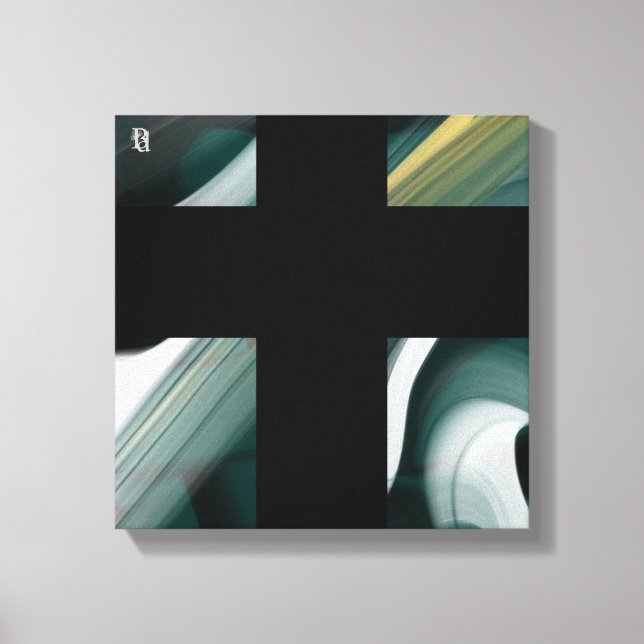 12x12" Trend Abstract Art Canvas Black White Green (Frente)