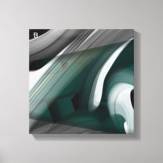 12x12" Trend Abstract Art Canvas Black White Green (Frente)